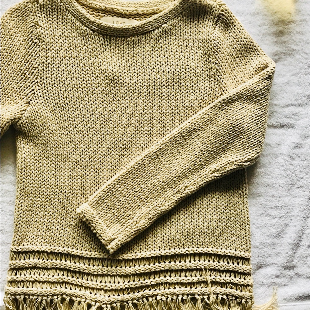 Ann Taylor Loft – cream fringe sweater